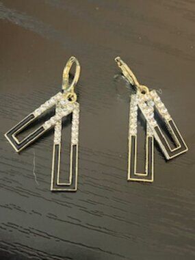 Signature Studio Gold and Black Drop Earrings with Sparkle Crystals